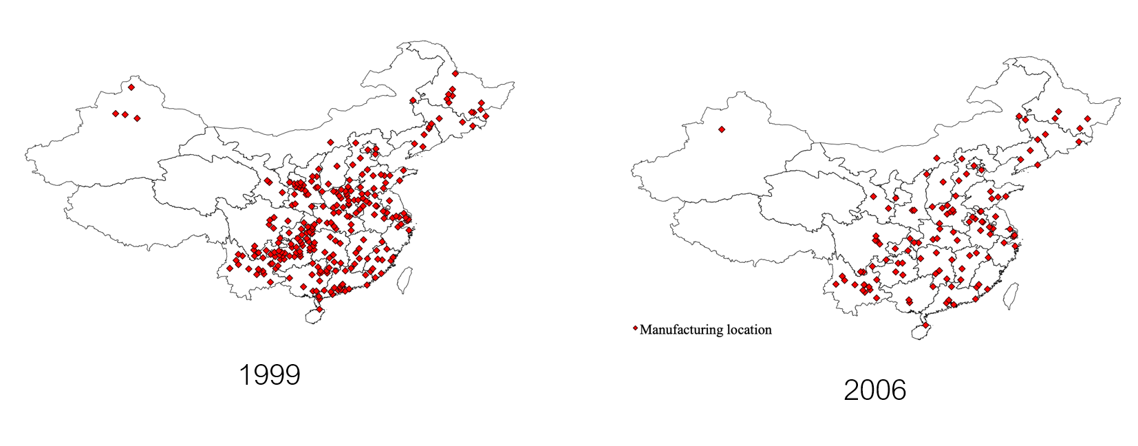 Cigarette plant locations in China