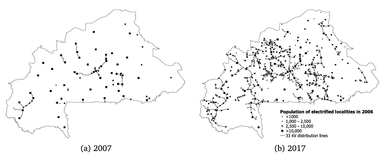 Electrified localities and grid network