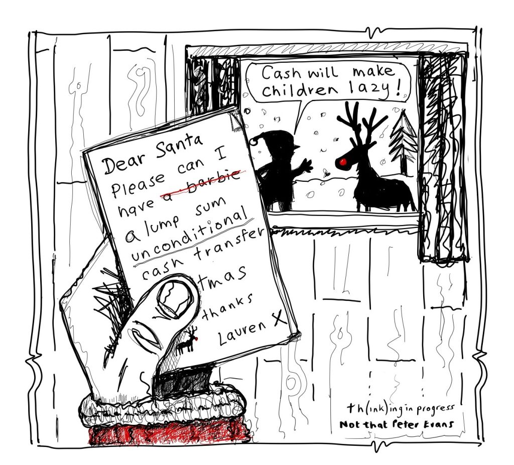 Peter Evans cash transfers cartoon