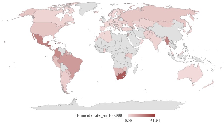 Homicide rate per 100,000 citizens – 2021