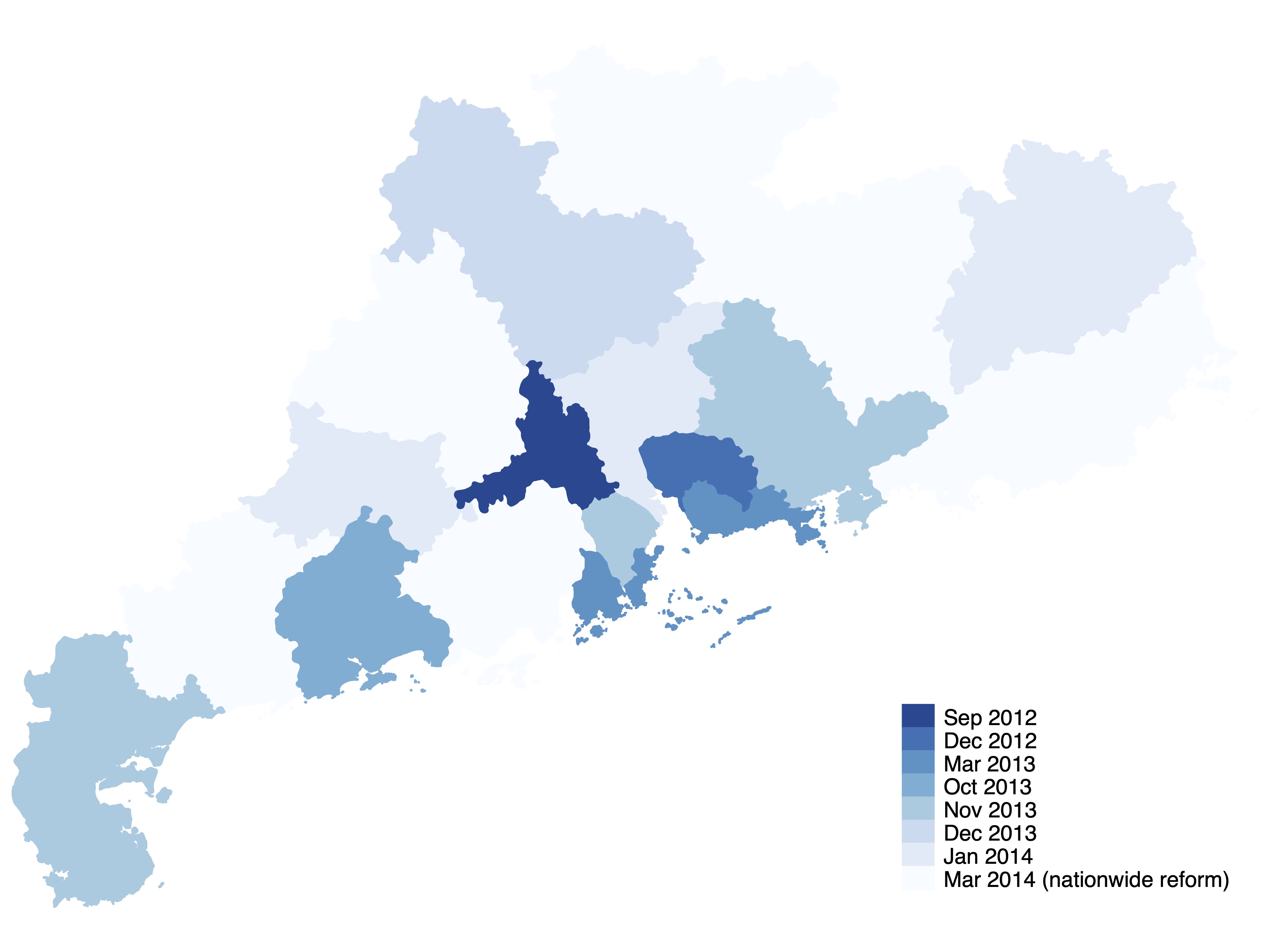 Pilot rollout map in Guangdong