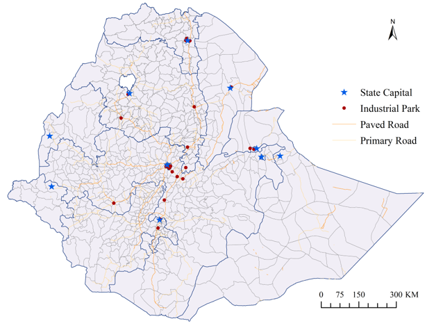 Geographical distribution of industrial Parks in Ethiopia