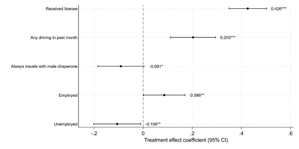 Treatment effects on mobility and employment