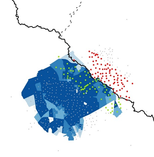 Drainage basins and sewer access around Cascavel, Brazil
