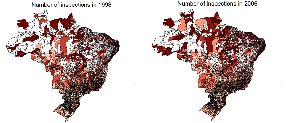 Labour policy enforcement intensity, by municipality and year