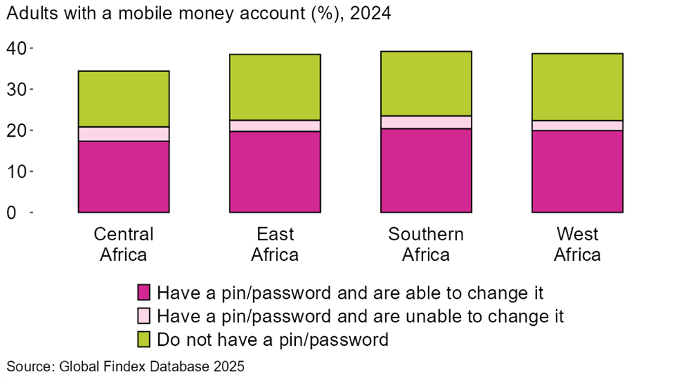 Half of adults with a mobile money account in sub-Saharan Africa lack a password on their phone