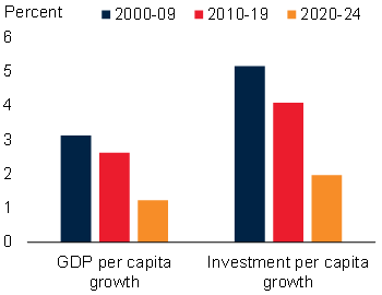 Annual GDP and investment growth in frontier markets