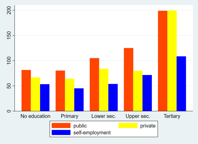 Earnings in the public, private, and self-employment sectors