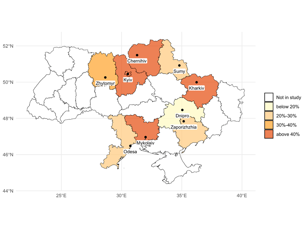 Share of respondents who had evacuated (including those who evacuated and returned) by July 2022