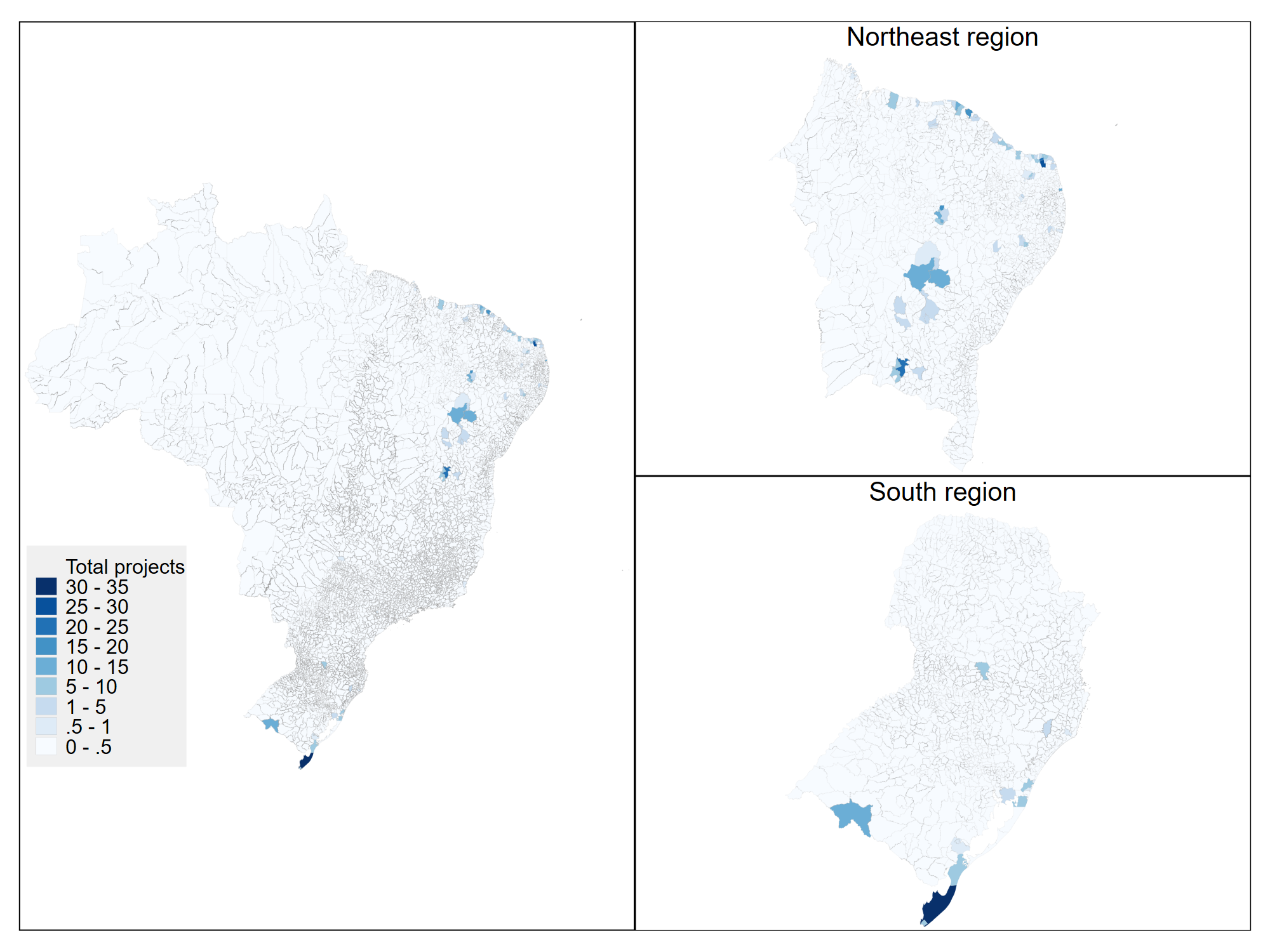 Location of wind energy projects in Brazil