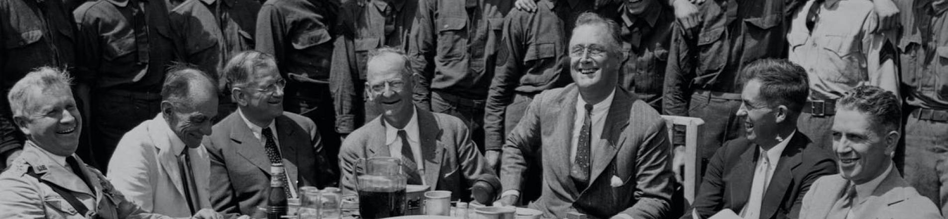 Franklin Roosevelt at a Civilian Conservation Corps camp in 1933