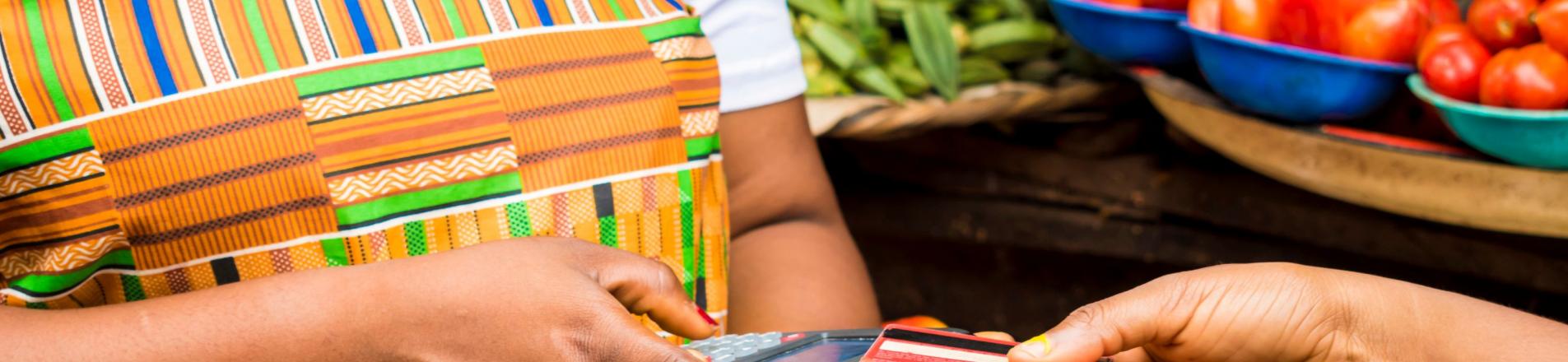 Woman with bank card