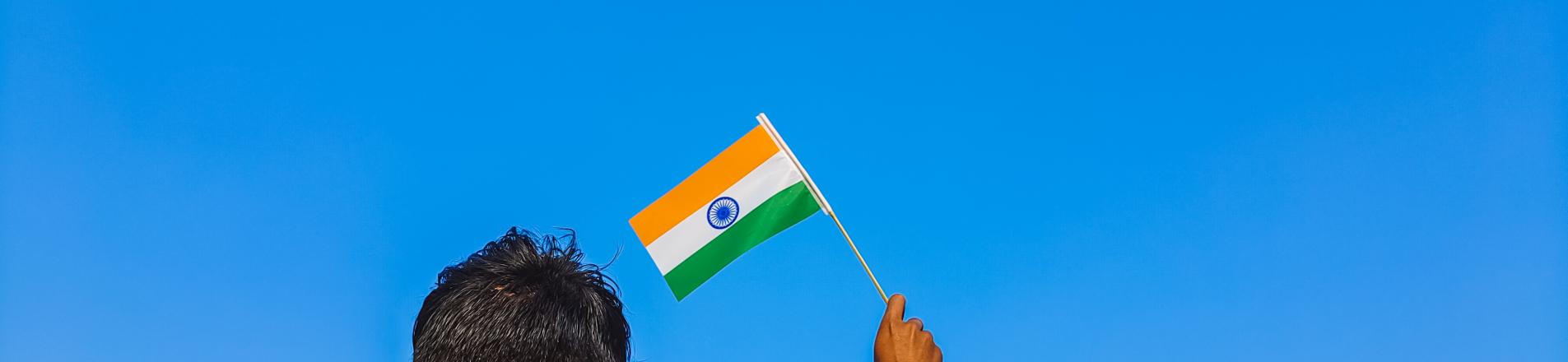 boy waving indian flag