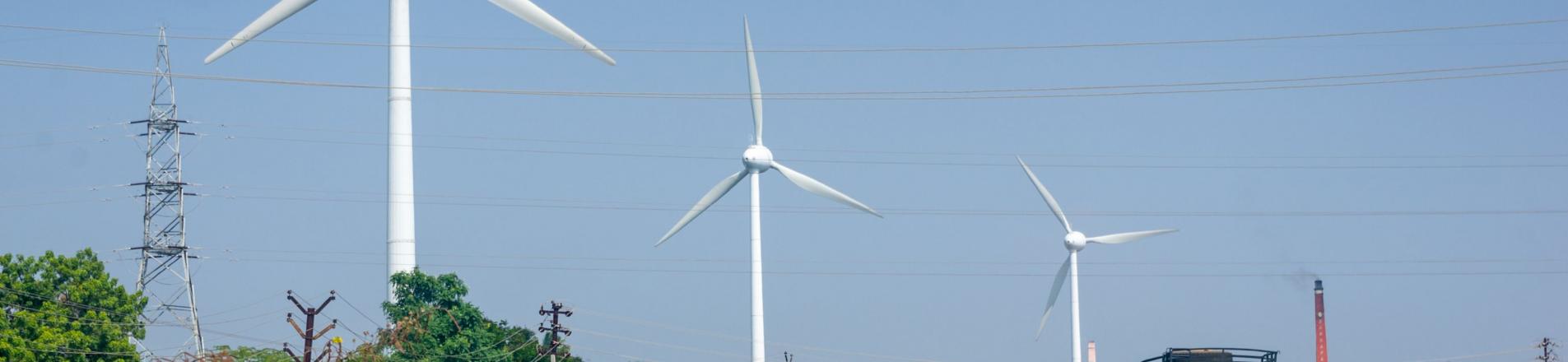 road and wind turbine in India