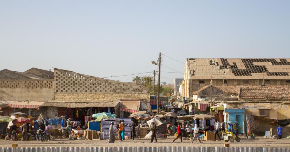 busy market in Senegal full of traders