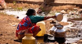 woman collecting water