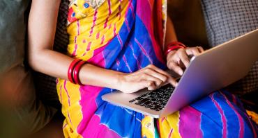 woman on computer