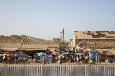 busy market in Senegal full of traders