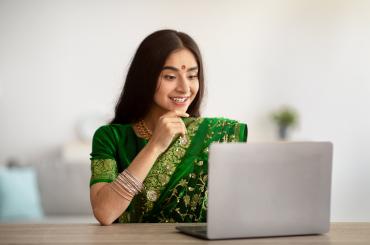 woman working from home in India
