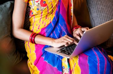 woman on computer